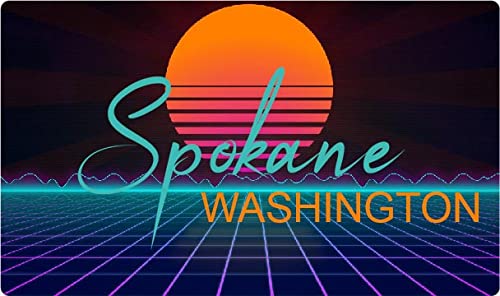 Spokane Washington 4 X 2.25-Inch Fridge Magnet Retro Neon Design