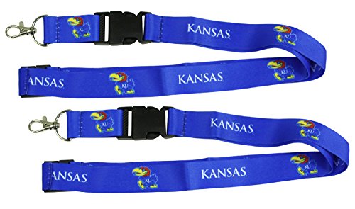 Kansas Jayhawks Cloth Lanyard Key Chain 2-Pack