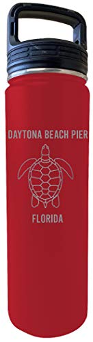 Daytona Beach Pier Florida Souvenir 32 Oz Engraved Red Insulated Double Wall Stainless Steel Water Bottle Tumbler