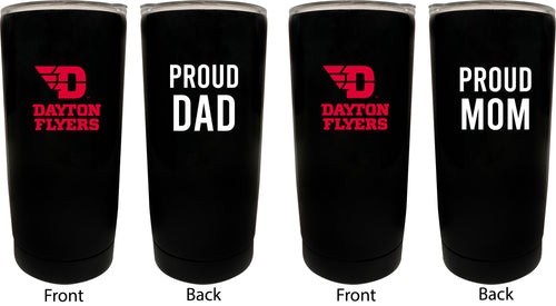 Dayton Flyers NCAA Insulated Tumbler - 16oz Stainless Steel Travel Mug Proud Mom and Dad Design Black