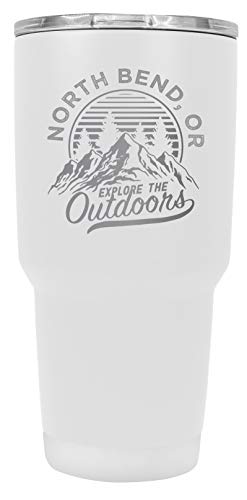 North Bend Oregon Souvenir Laser Engraved 24 oz Insulated Stainless Steel Tumbler White White.