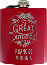 Load image into Gallery viewer, Roanoke Virginia Laser Engraved Explore the Outdoors Souvenir 7 oz Stainless Steel Flask
