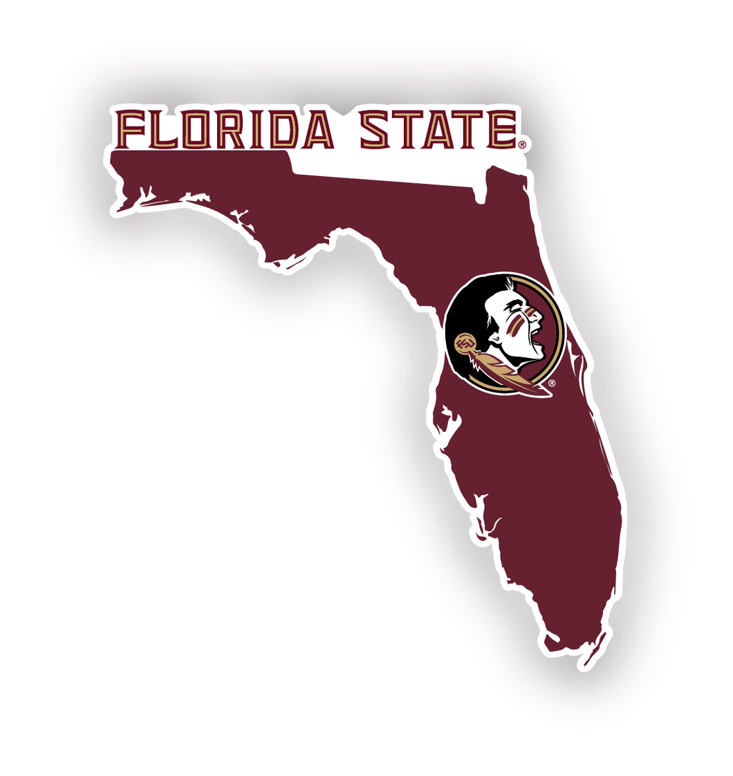 Florida State Seminoles 4-Inch State Shape NCAA Vinyl Decal Sticker for Fans, Students, and Alumni