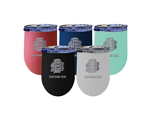 R and R Imports Collegiate Custom Personalized South Dakota State Jackrabbits 12 oz Etched Insulated Wine Stainless Steel Tumbler with Engraved Name
