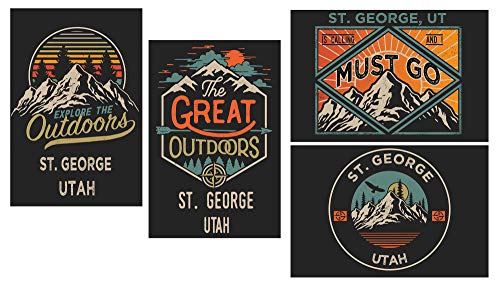 St. George Utah Souvenir 2x3 Inch Fridge Magnet The Great Outdoors Design 4-Pack