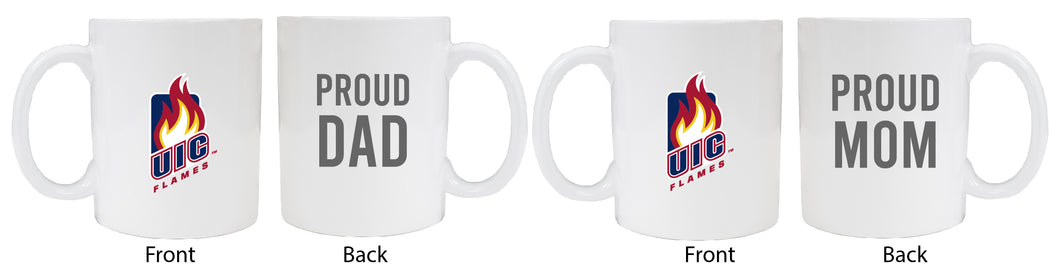 University of Illinois at Chicago Proud Mom And Dad White Ceramic Coffee Mug 2 pack (White)