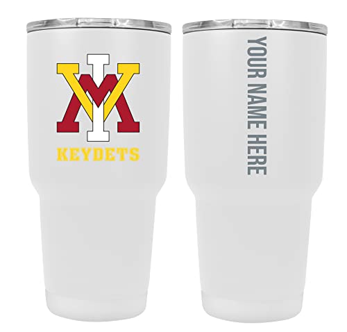 Collegiate Custom Personalized VMI Keydets, 24 oz Insulated Stainless Steel Tumbler with Engraved Name (White)
