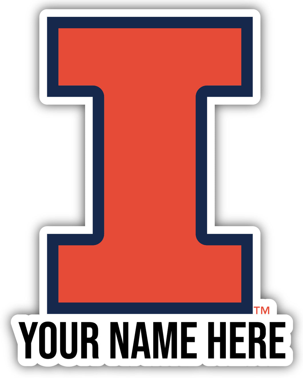 Illinois Fighting Illini 9x14-Inch Mascot Logo NCAA Custom Name Vinyl Sticker - Personalize with Name