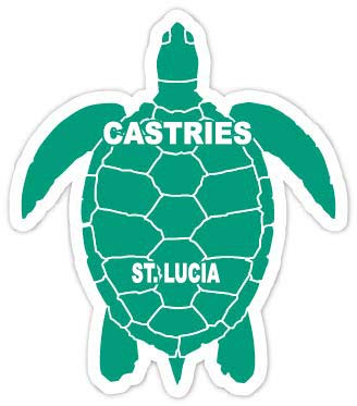 Castries St. Lucia 4 Inch Green Turtle Shape Decal Sticker