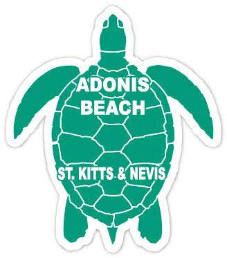Adonis Beach St. Kitts and Nevis 4 Inch Green Turtle Shape Decal Sticker