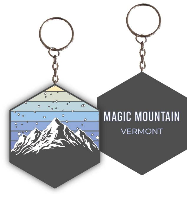 Magic Mountain Vermont Ski Snowboard Winter Adventures Metal Keychain