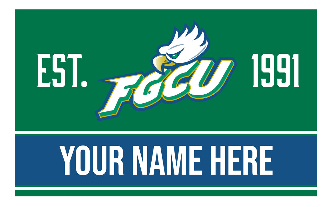 Personalized Customizable Florida Gulf Coast Eagles Wood Sign with Frame Custom Name