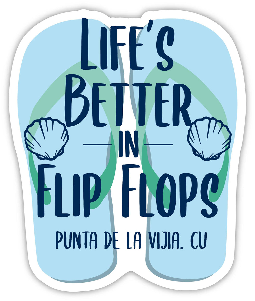Punta De La Vijia Cuba Souvenir 4 Inch Vinyl Decal Sticker Flip Flop Design