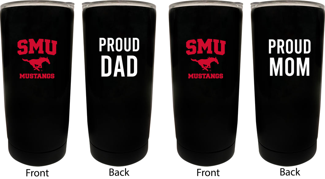 Southern Methodist University NCAA Insulated Tumbler - 16oz Stainless Steel Travel Mug Proud Mom and Dad Design Black