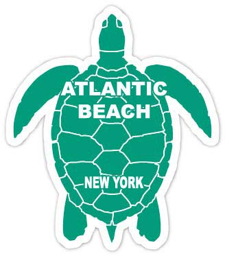 Atlantic Beach New York Souvenir 4 Inch Green Turtle Shape Decal Sticker