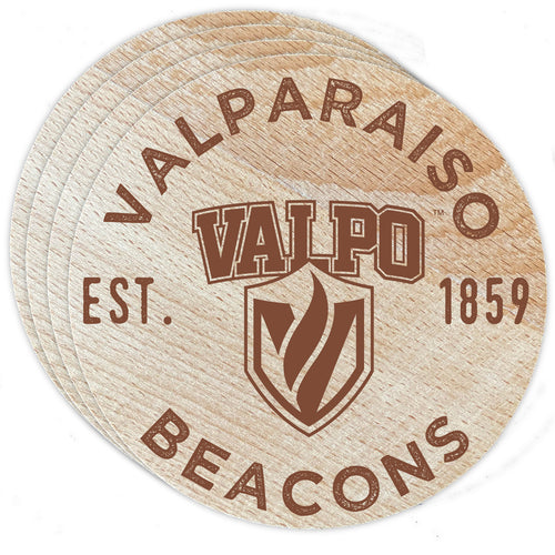Valparaiso University Officially Licensed Wood Coasters (4-Pack) - Laser Engraved, Never Fade Design