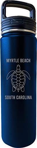 Myrtle Beach South Carolina Souvenir 32 Oz Engraved Navy Insulated Double Wall Stainless Steel Water Bottle Tumbler
