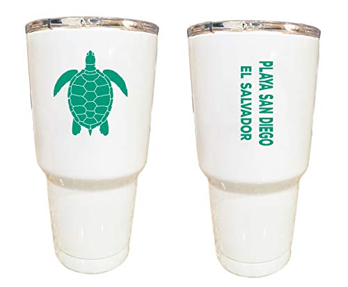 R and R Imports Playa San Diego El Salvador Souvenir 24 oz Insulated Stainless Steel Tumbler White White.