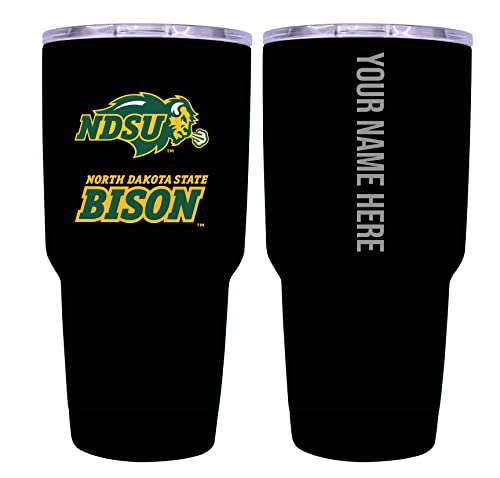 Custom North Dakota State Bison Black Insulated Tumbler - 24oz Engraved Stainless Steel Travel Mug