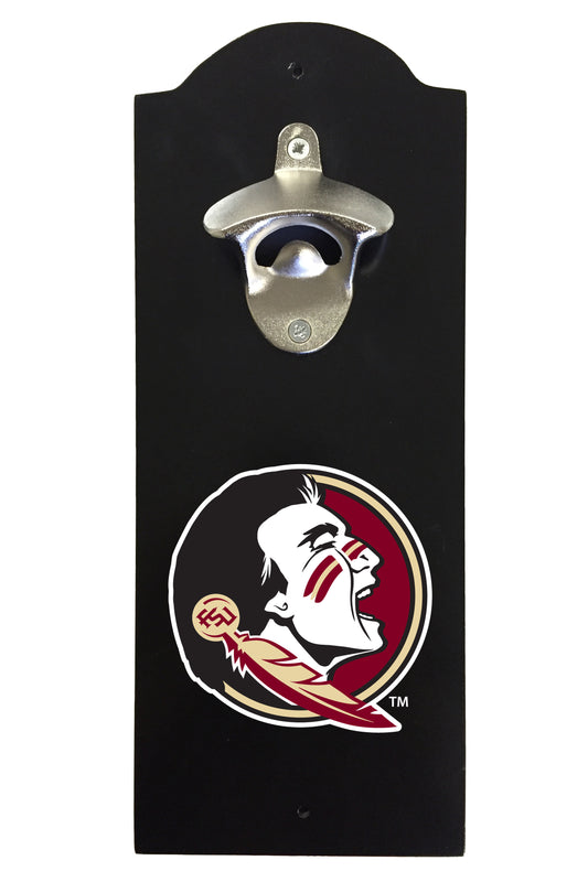 Florida State Seminoles Wall-Mounted Bottle Opener – Sturdy Metal with Decorative Wood Base for Home Bars, Rec Rooms & Fan Caves
