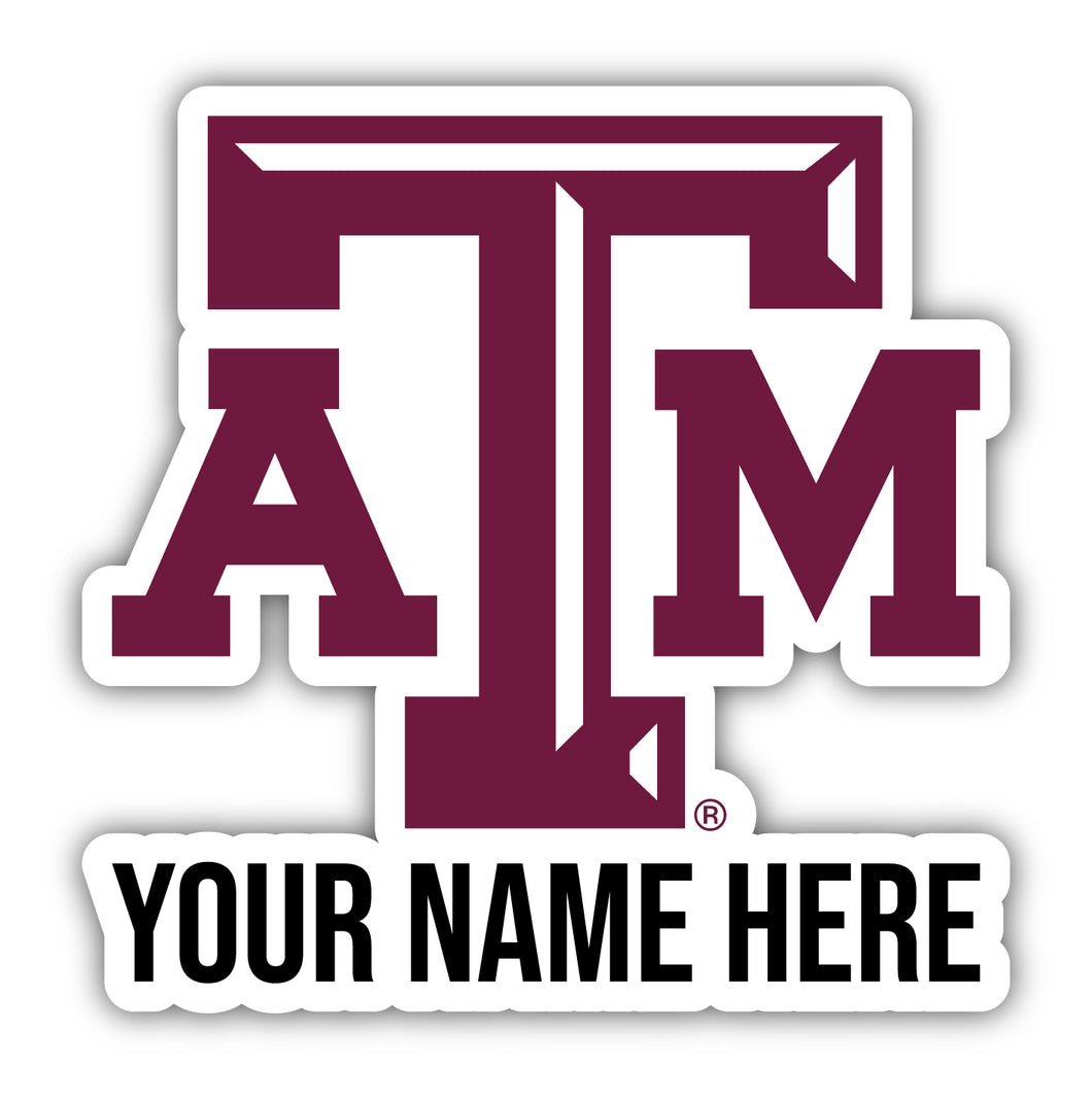 Texas A&M Aggies 9x14-Inch Mascot Logo NCAA Custom Name Vinyl Sticker - Personalize with Name