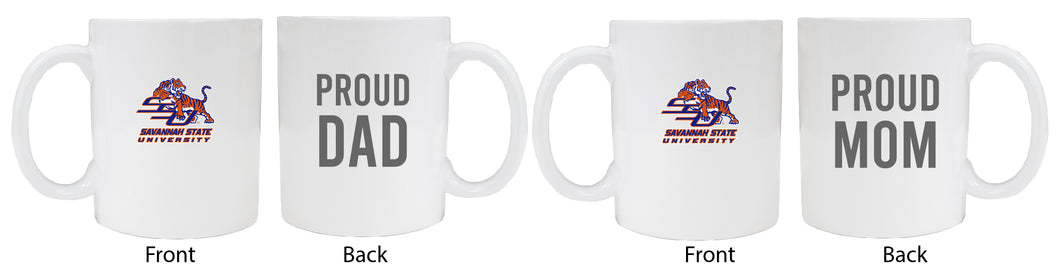 Savannah State University Proud Mom And Dad White Ceramic Coffee Mug 2 pack (White)