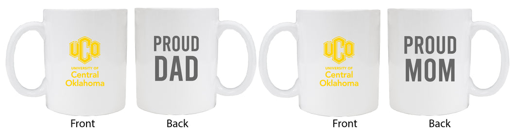 University of Central Oklahoma Bronchos Proud Mom And Dad White Ceramic Coffee Mug 2 pack (White)