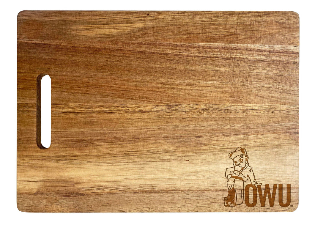 Ohio Wesleyan University Classic Acacia Wood Cutting Board - Small Corner Logo