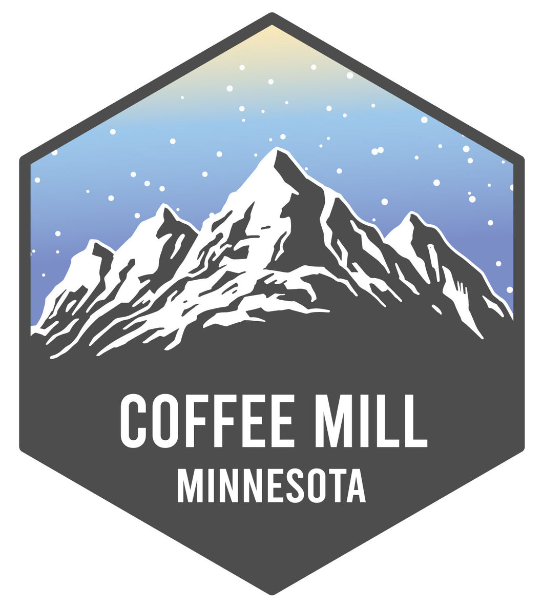 Coffee Mill Minnesota Ski Adventures Souvenir 4 Inch Vinyl Decal Sticker