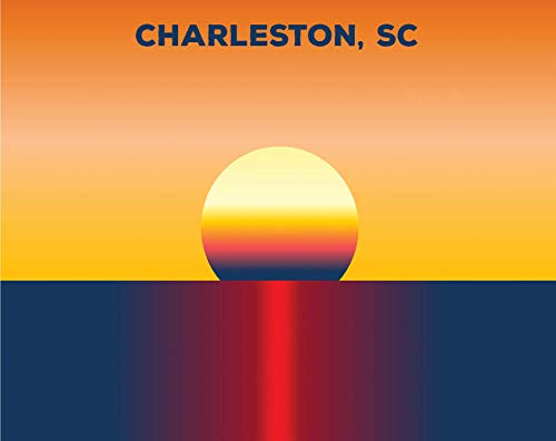 Charleston South Carolina Trendy Souvenir 5x6 Inch Sticker Decal Sunset Design