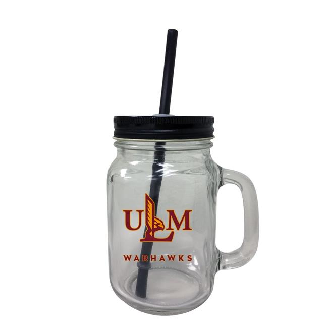 University of Louisiana Monroe NCAA Iconic Mason Jar Glass - Officially Licensed Collegiate Drinkware with Lid and Straw 