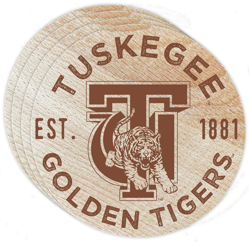 Tuskegee University Officially Licensed Wood Coasters (4-Pack) - Laser Engraved, Never Fade Design