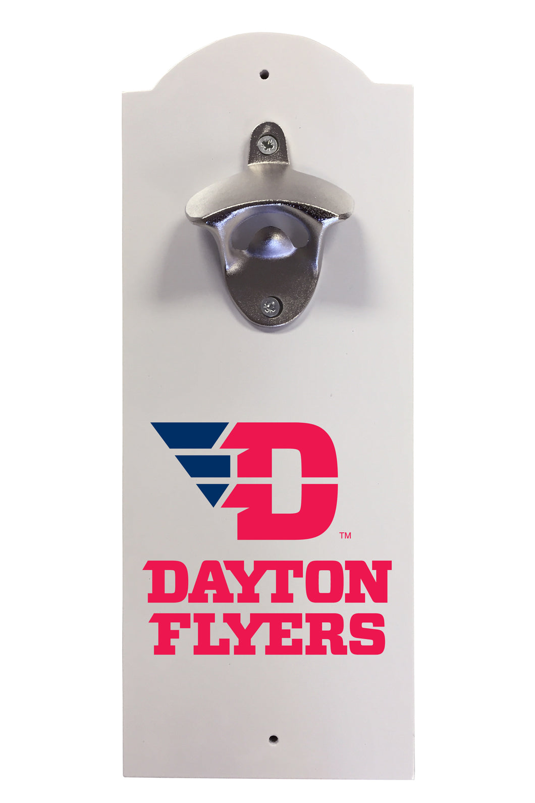 Dayton Flyers Wall-Mounted Bottle Opener – Sturdy Metal with Decorative Wood Base for Home Bars, Rec Rooms & Fan Caves