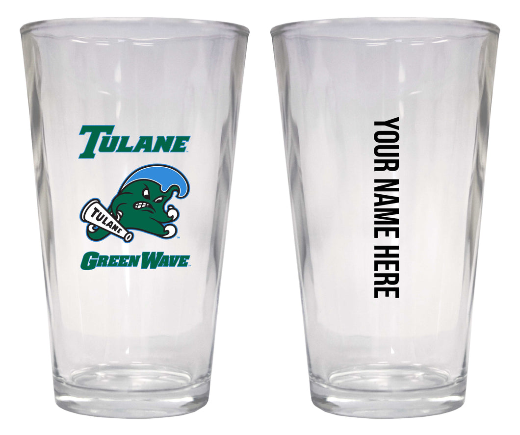 Customizable NCAA Tulane University Green Wave 16 oz Pint Glass – Perfect Gift Personalized With your own  or any fan name