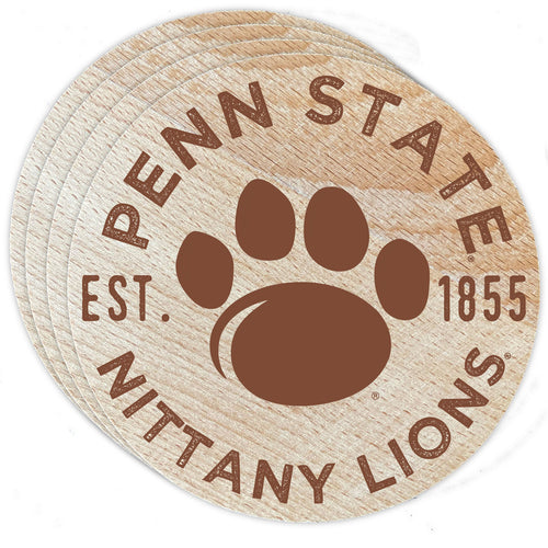 Penn State Nittany Lions Officially Licensed Wood Coasters (4-Pack) - Laser Engraved, Never Fade Design