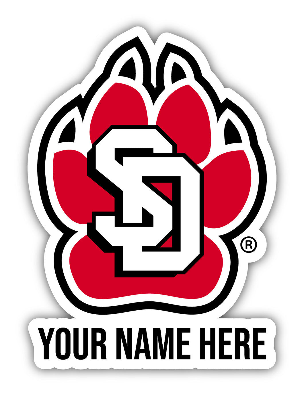South Dakota Coyotes 9x14-Inch Mascot Logo NCAA Custom Name Vinyl Sticker - Personalize with Name