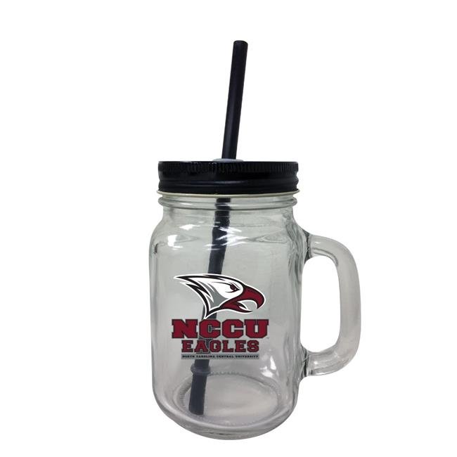 North Carolina Central Eagles NCAA Iconic Mason Jar Glass - Officially Licensed Collegiate Drinkware with Lid and Straw 
