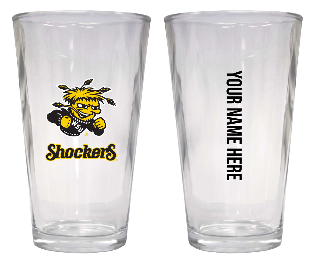 Customizable NCAA Wichita State Shockers 16 oz Pint Glass – Perfect Gift Personalized With your own  or any fan name