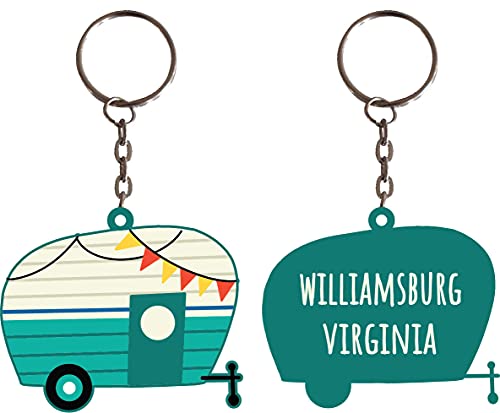 Williamsburg Virginia Souvenir Camper Metal Keychain