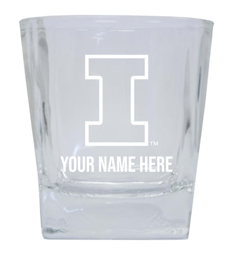 Illinois Fighting Illini 2-Pack Personalized NCAA Spirit Elegance 10oz Etched Glass Tumbler