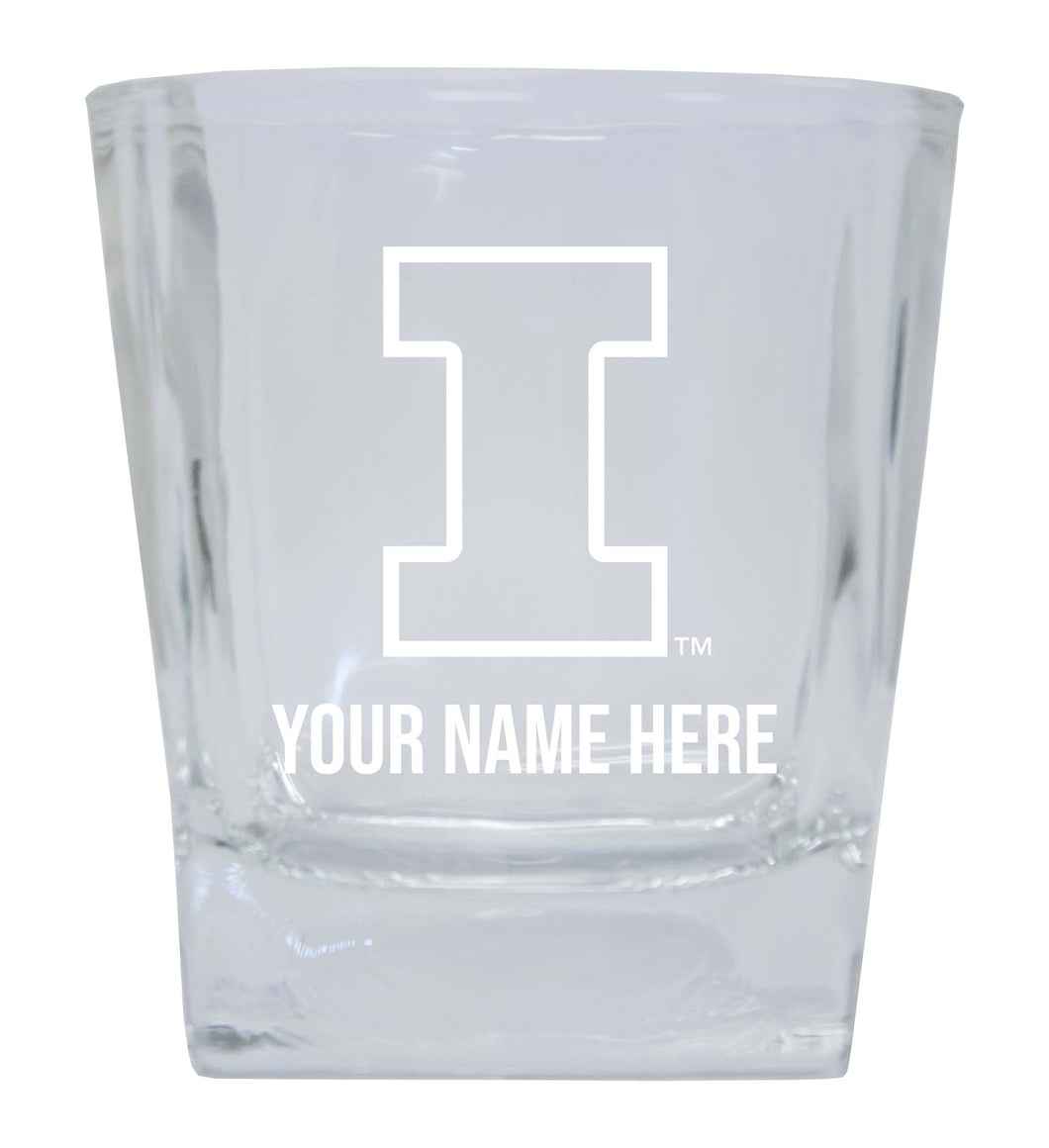 Illinois Fighting Illini 2-Pack Personalized NCAA Spirit Elegance 10oz Etched Glass Tumbler