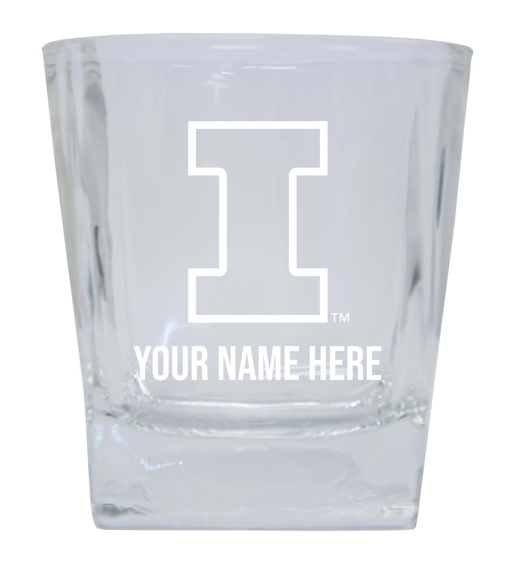Illinois Fighting Illini  Personalized NCAA Spirit Elegance 10oz Etched Glass Tumbler