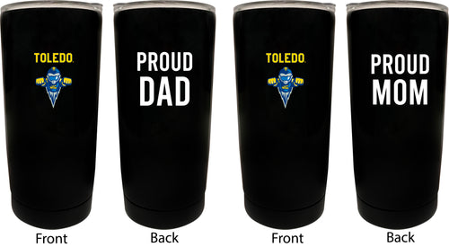 Toledo Rockets NCAA Insulated Tumbler - 16oz Stainless Steel Travel Mug Proud Mom and Dad Design Black