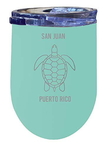 R and R Imports San Juan Puerto Rico 12 oz Seafoam Laser Etched Insulated Wine Stainless Steel