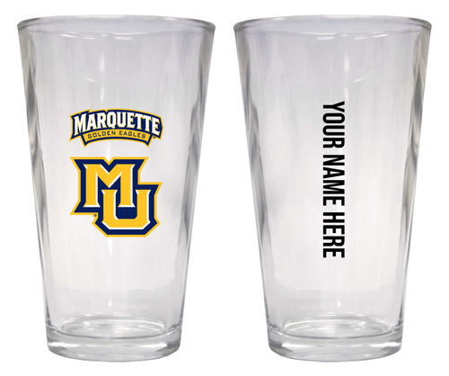 Customizable NCAA Marquette Golden Eagles 16 oz Pint Glass – Perfect Gift Personalized With your own  or any fan name
