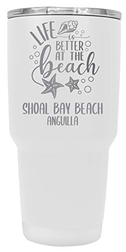 Shoal Bay Beach Anguilla Souvenir Laser Engraved 24 Oz Insulated Stainless Steel Tumbler White