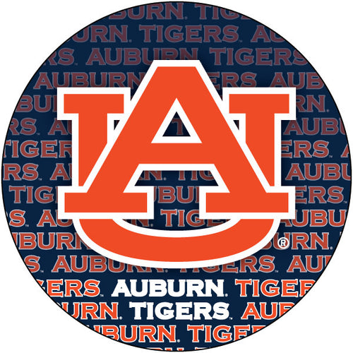 Auburn Tigers Round 4-Inch Verbiage Repeating Wordmark NCAA Vinyl Decal Sticker for Fans, Students, and Alumni