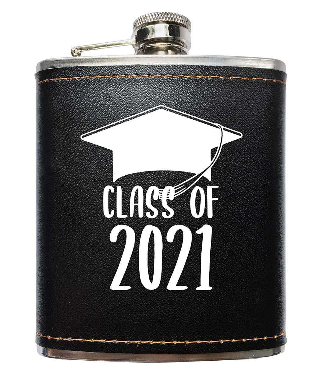 Class of 2021 Grad Black Leather Wrapped Flask