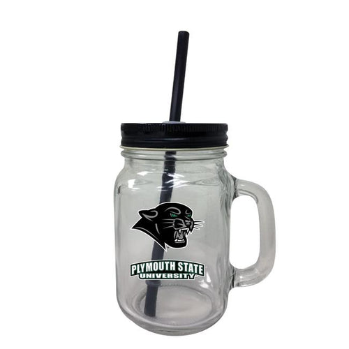 Plymouth State University NCAA Iconic Mason Jar Glass - Officially Licensed Collegiate Drinkware with Lid and Straw 