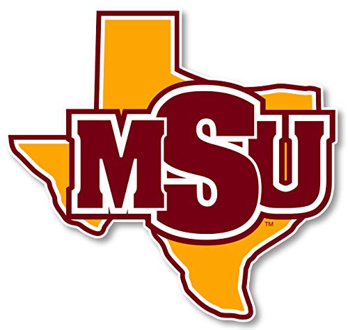 Midwestern State University Mustangs 4-Inch State Shape 4-Pack NCAA Vinyl Decal Sticker for Fans, Students, and Alumni